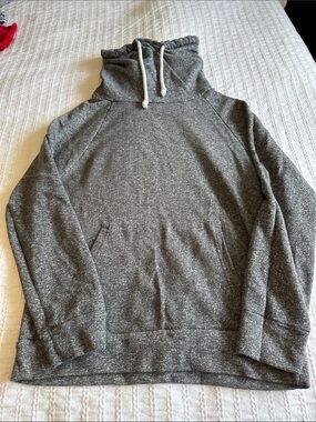 Derek Heart Heather Gray Funnel Neck Pullover with Drawstring